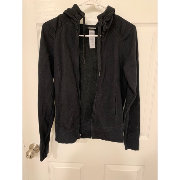 Champion Tops - Champion black zip up sweatshirt with hood, size S.